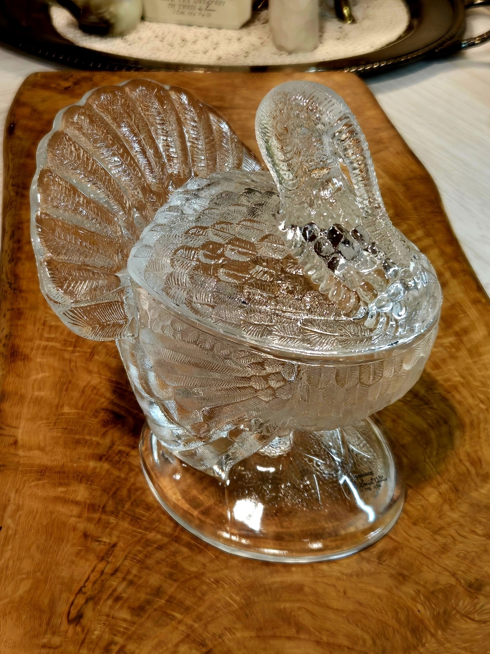 Vintage Clear Glass Turkey Candy Dish - Home Dining